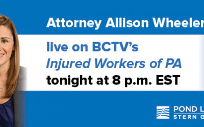 Pond Lehocky abogado Allison Wheeler en los trabajadores lesionados de PA esta noche a las 8 pm. EST