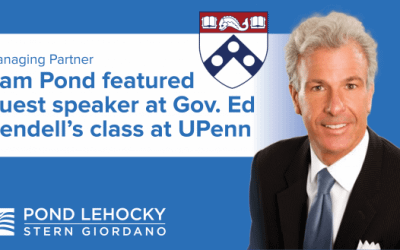Pond Lehocky Managing Partner Sam Pond speaks to former Gov. Ed Rendell’s class at UPenn