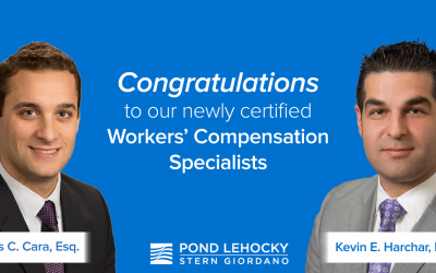 Pond Lehocky is proud to announce most attorneys certified as workers’ compensation legal specialists in the state