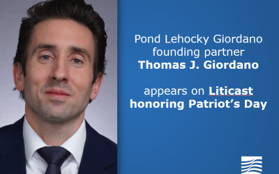 El socio fundador de Pond Lehocky Giordano, Thomas J. Giordano, aparece en Liticast en honor al Día del Patriota