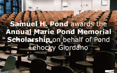Samuel H. Pond awards the Annual Marie Pond Memorial Scholarship on behalf of Pond Lehocky Giordano