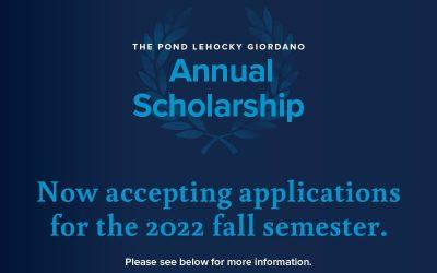 Pond Lehocky Giordano is Accepting Applications for its Sixth Annual Scholarship