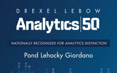 El proceso patentado de Pond Lehocky Giordano para identificar los problemas jurídicos de los clientes gana el premio Drexel LeBow Analytics 50 de 2023